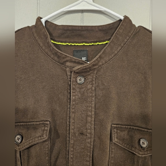 J Ferrar Mens XXL Brown Shacket Shirt Jacket Button Up Work Pockets 100% Cotton - Picture 3 of 5
